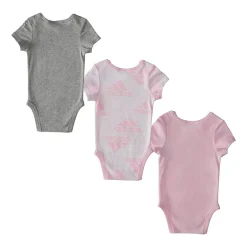 adidas Baby Girls Round Neck Short Sleeve Active 3-pc. Bodysuit