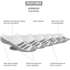 adidas Big Kid Boys Multi-Pack 6 Pair No Show Socks