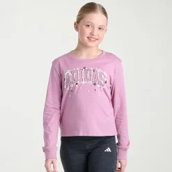 adidas Big Kid Girls Crew Neck Long Sleeve Active T-Shirt