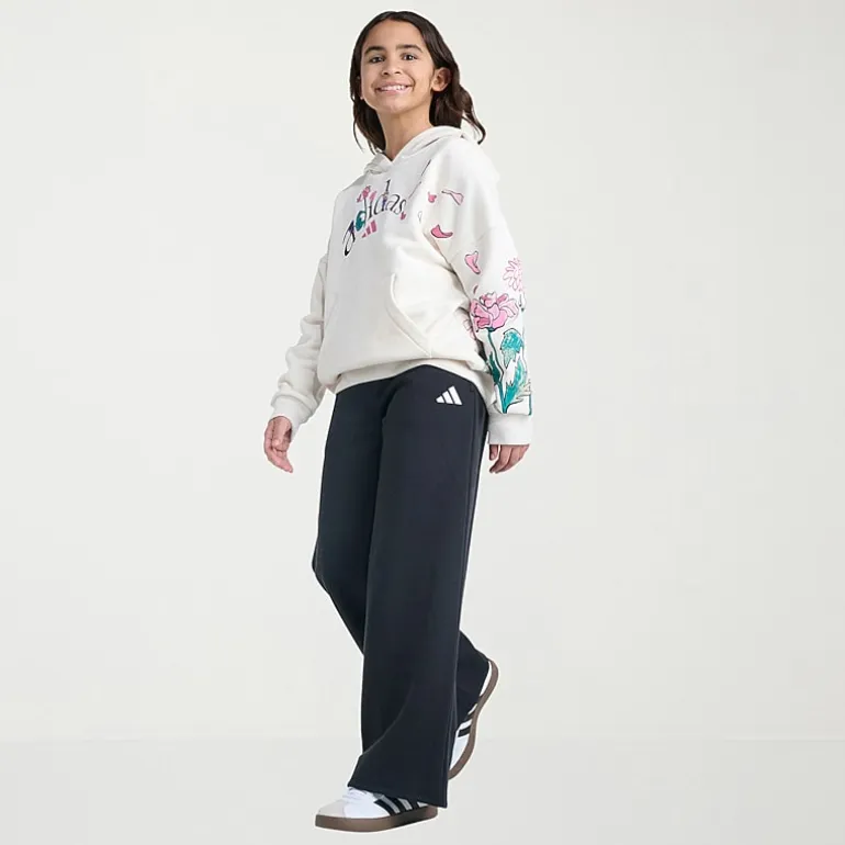adidas Big Kid Girls Mid Rise Wide Leg Regular Fit Fleece Pull-On Pant