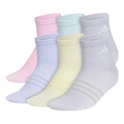 adidas Big Kid Girls 6 Pair Quarter Ankle Socks