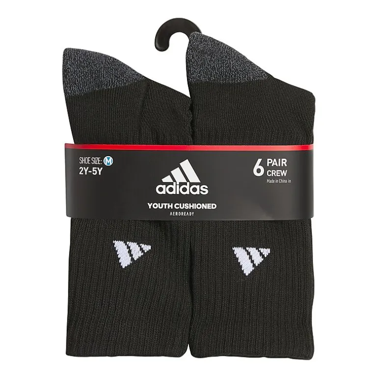 adidas Boys 6 Pair Crew Socks