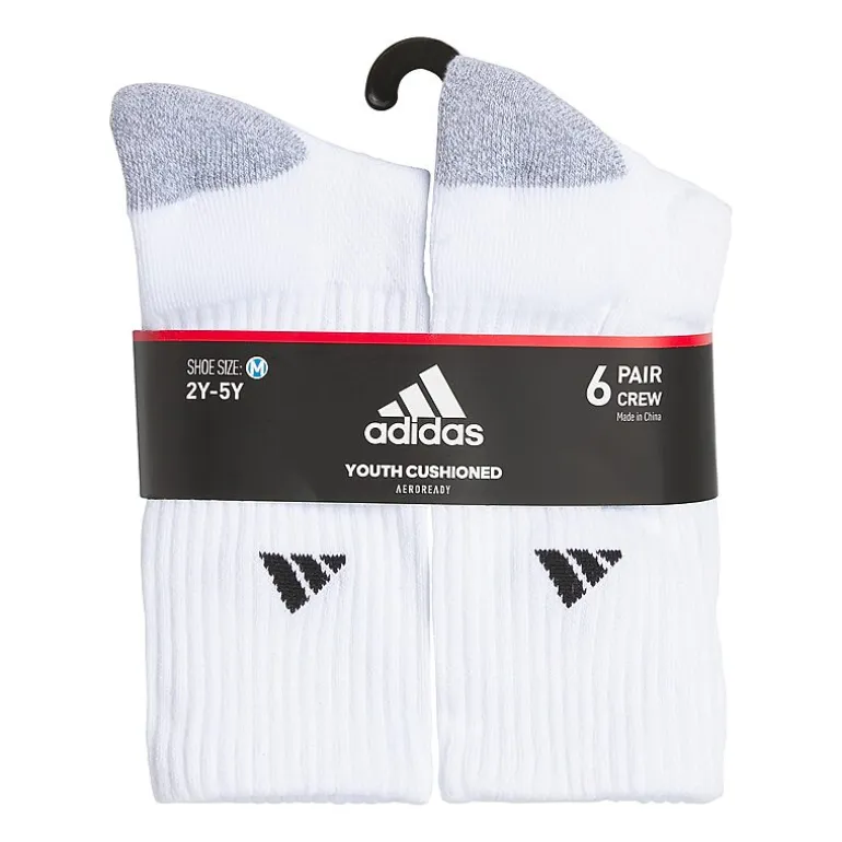 adidas Boys 6 Pair Crew Socks