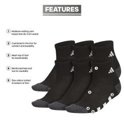 adidas Boys 6 Pair Quarter Ankle Socks