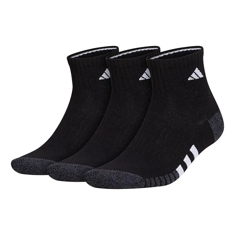 adidas Cushioned Mens 3 Pair Big and Tall Quarter Ankle Socks
