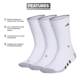adidas Cushioned Mens 3 Pair Big and Tall Crew Socks