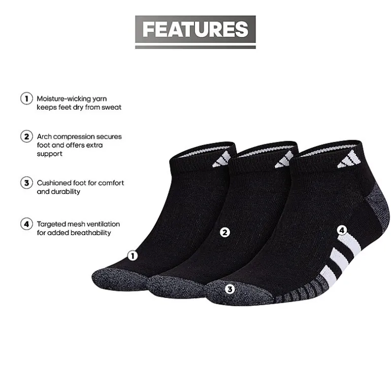 adidas Cushioned Mens 3 Pair Low Cut Socks