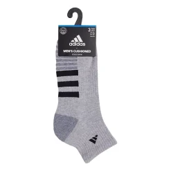 adidas Cushioned Mens 3 Pair Quarter Ankle Socks