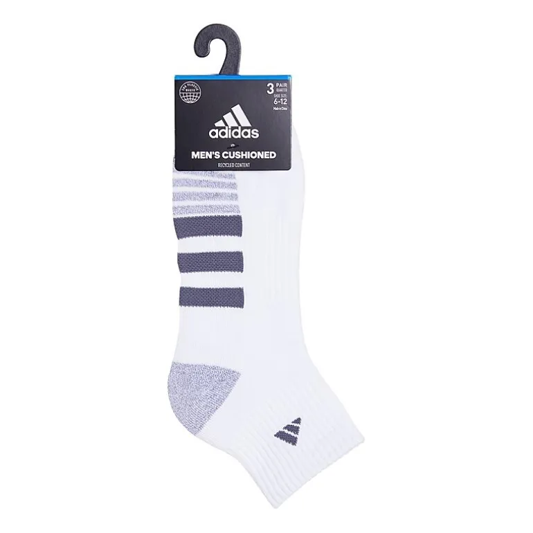 adidas Cushioned Mens 3 Pair Quarter Ankle Socks