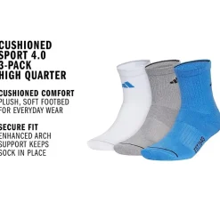 adidas Cushioned Mens 3-pc. Quarter Ankle Socks