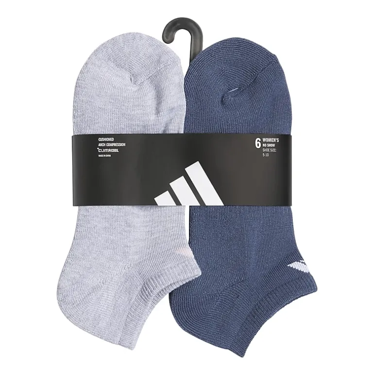 adidas Cushioned Womens Multi-Pack 6 Pair No Show Socks