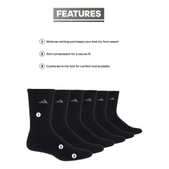 adidas Cushioned Womens 6 Pair Crew Socks