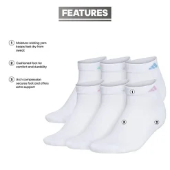 adidas Cushioned Womens 6 Pair Low Cut Socks