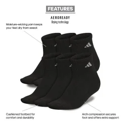 adidas Cushioned Womens 6 Pair Quarter Ankle Socks