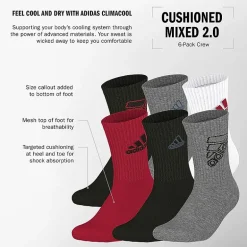 adidas Little & Big Kid Boys 6 Pair Crew Socks