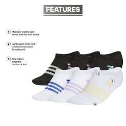 adidas Little & Big Kid Girls 6 Pair No Show Socks