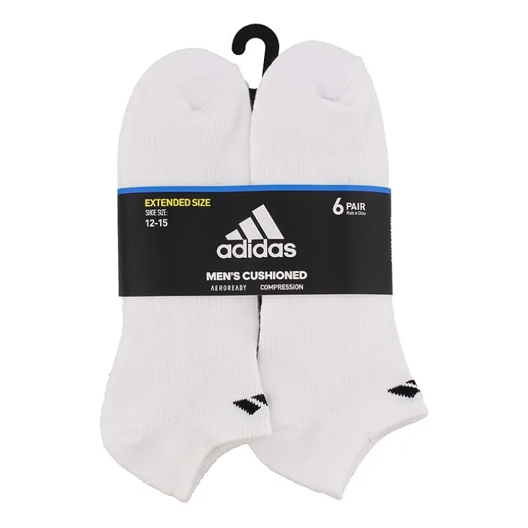 adidas Mens Multi-Pack 6 Pair Big and Tall Low Cut Socks