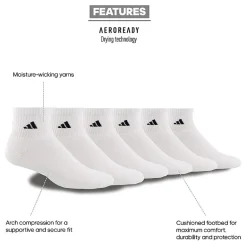 adidas Mens Multi-Pack 6 Pair Big and Tall Quarter Ankle Socks