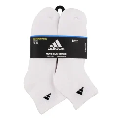 adidas Mens Multi-Pack 6 Pair Big and Tall Quarter Ankle Socks