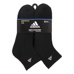 adidas Mens Multi-Pack 6 Pair Big and Tall Quarter Ankle Socks