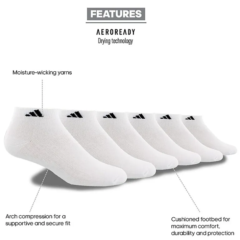 adidas Mens 6 Pair Low Cut Socks