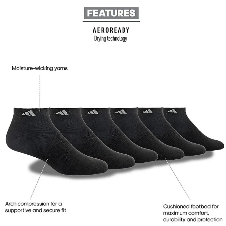 adidas Mens 6 Pair Low Cut Socks