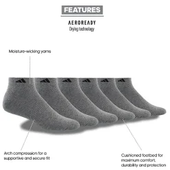 adidas Mens 6 Pair Low Cut Socks