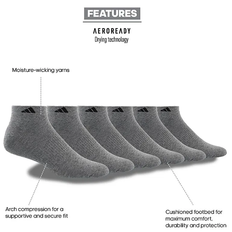 adidas Mens 6 Pair Low Cut Socks