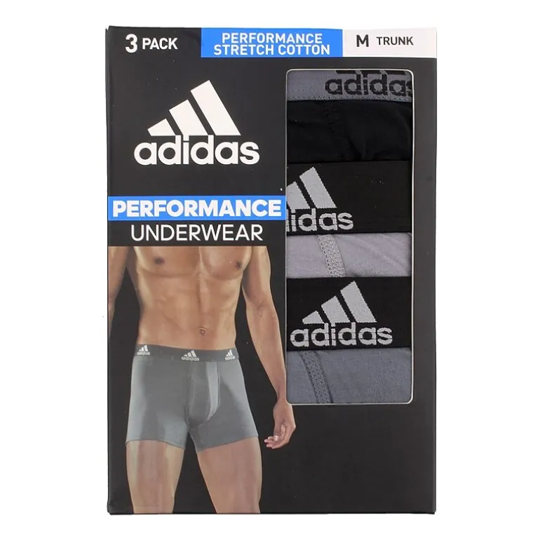 adidas Performance Cotton Mens 3 Pack Multi-Pack Comfort Waistband Stretch Fabric Trunks 5152382a
