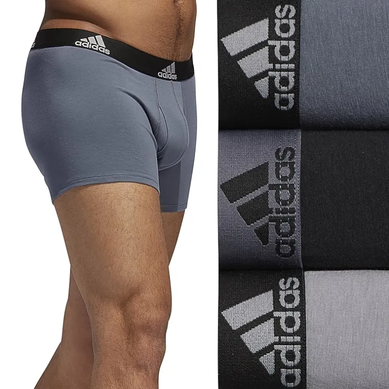 adidas Performance Cotton Mens 3 Pack Multi-Pack Comfort Waistband Stretch Fabric Trunks 5152382a