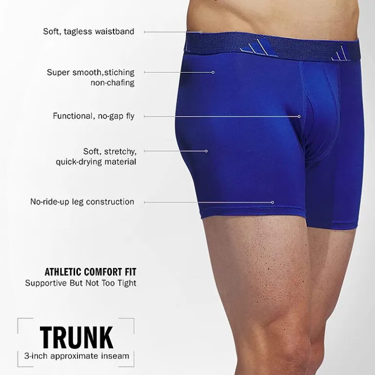 adidas Performance Microfiber Mens 3 Pack Comfort Waistband Trunks 5158586