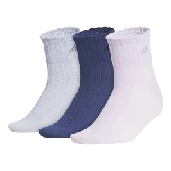 adidas Scallop Edge Womens Multi-Pack 3 Pair Quarter Ankle Socks