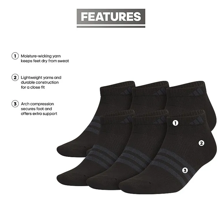 adidas Superlite Mens Multi-Pack 6 Pair Low Cut Socks