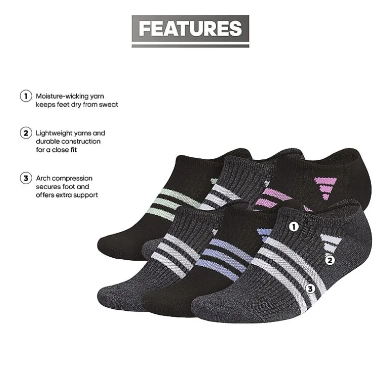 adidas Superlite Womens Multi-Pack 6 Pair No Show Socks