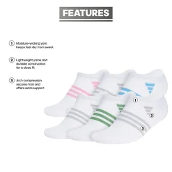 adidas Superlite Womens Multi-Pack 6 Pair No Show Socks