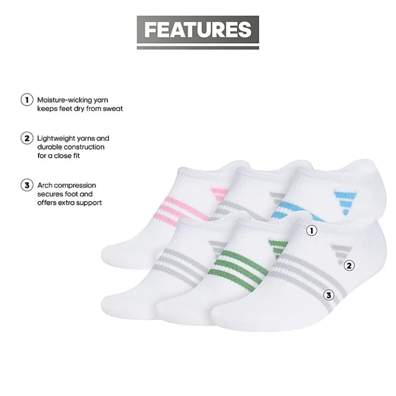 adidas Superlite Womens Multi-Pack 6 Pair No Show Socks