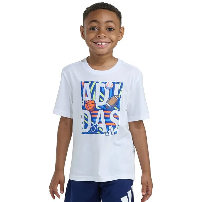 adidas Toddler Boys Crew Neck Short Sleeve Regular Fit Graphic T-Shirt