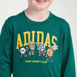 adidas Toddler Boys Crew Neck Long Sleeve Regular Fit Graphic T-Shirt