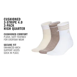 adidas Womens 3 Pair Quarter Ankle Socks