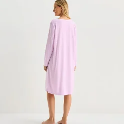 Adonna Womens Long Sleeve Round Neck Nightgown