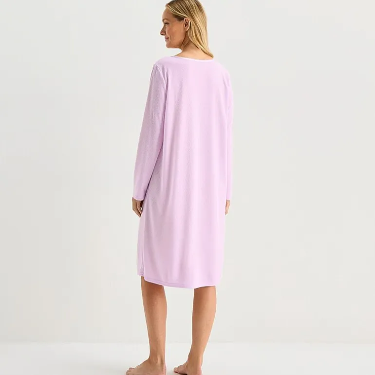 Adonna Womens Long Sleeve Round Neck Nightgown