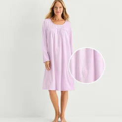 Adonna Womens Long Sleeve Round Neck Nightgown