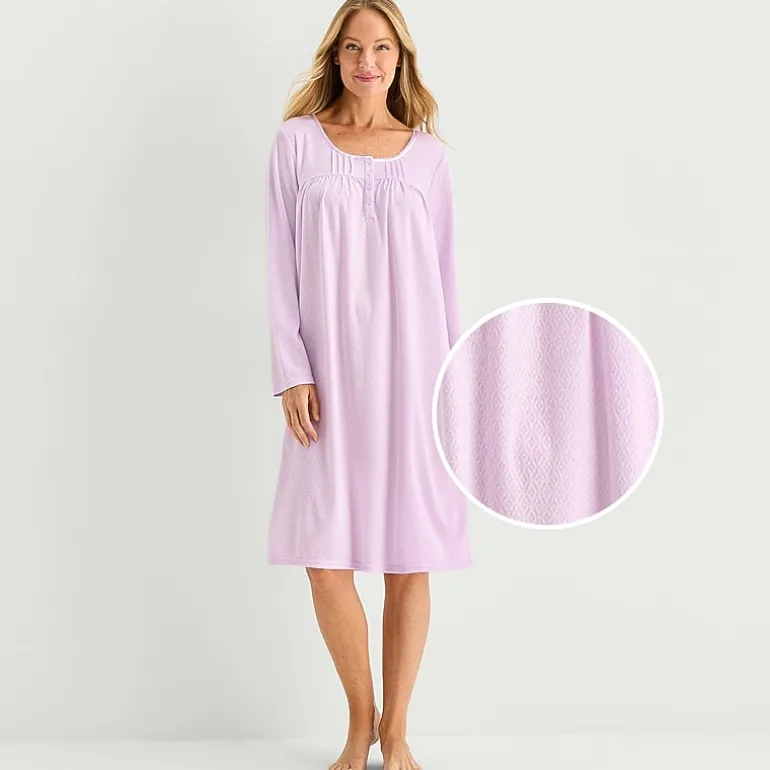 Adonna Womens Long Sleeve Round Neck Nightgown