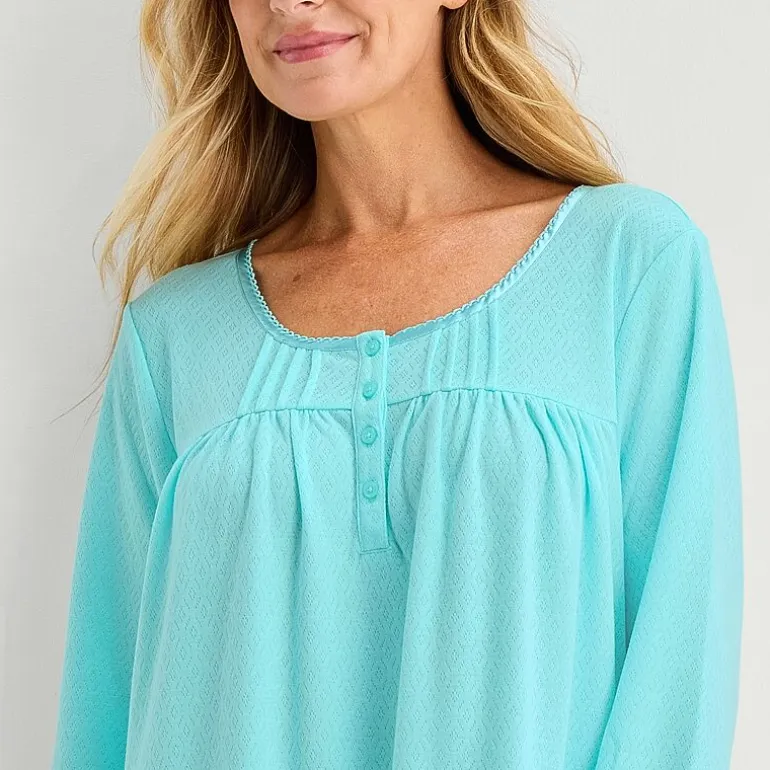 Adonna Womens Long Sleeve Round Neck Nightgown