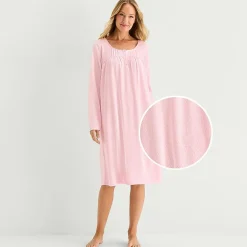 Adonna Womens Long Sleeve Round Neck Nightgown