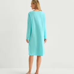 Adonna Womens Long Sleeve Round Neck Nightgown
