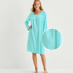 Adonna Womens Long Sleeve Round Neck Nightgown