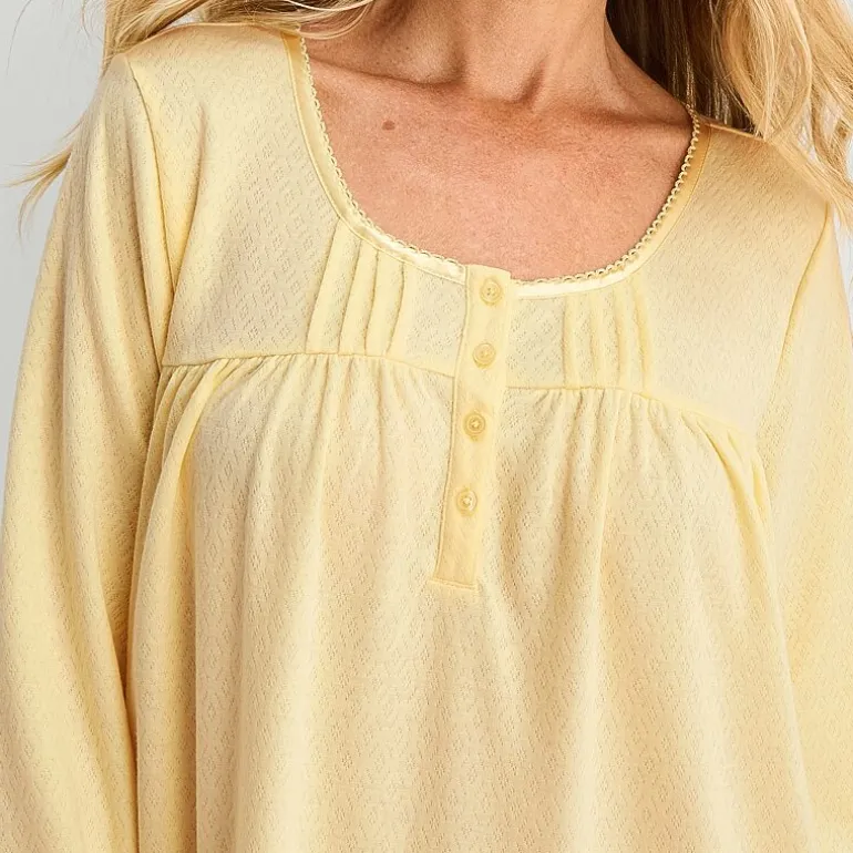 Adonna Womens Long Sleeve Round Neck Nightgown
