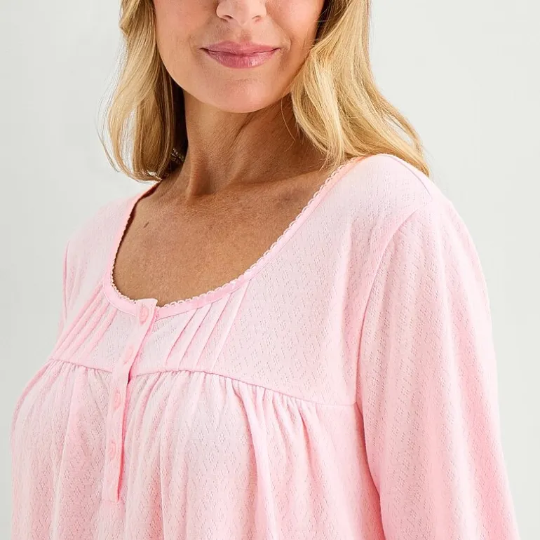 Adonna Womens Long Sleeve Round Neck Nightgown
