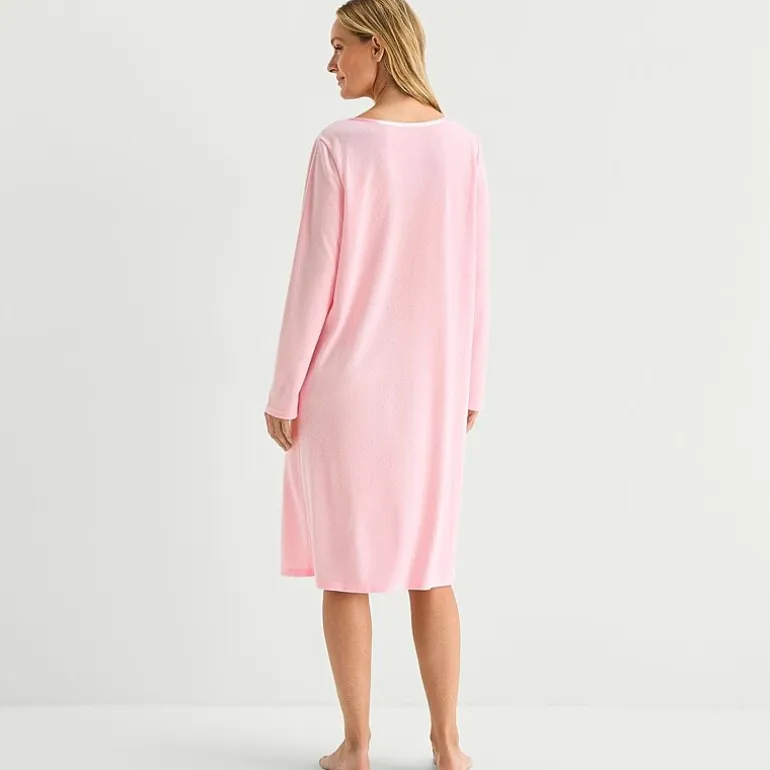 Adonna Womens Long Sleeve Round Neck Nightgown
